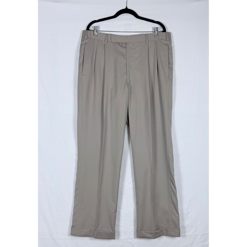 Oxxford Clothes Mens Dress Pants 36x29 Gray Tan Trousers Bespoke Professional